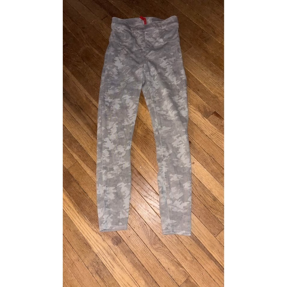 Spanx Jean-Ish Ankle Denim Leggings Pants - Sz Xs - Gray Camo